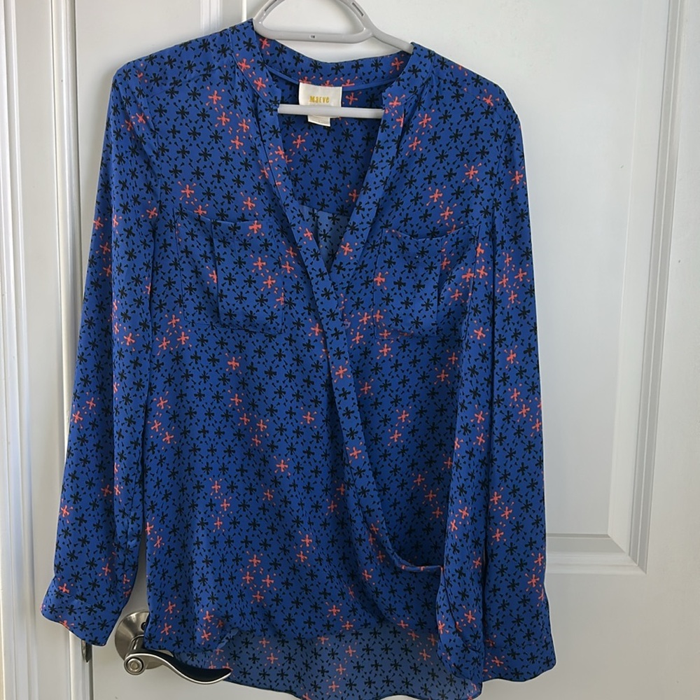 Faux wrap dressy work, going out blouse